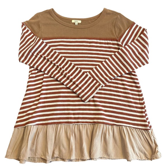 Kori American Brown striped long sleeved sweater shirt size‎ small - Picture 1 of 9